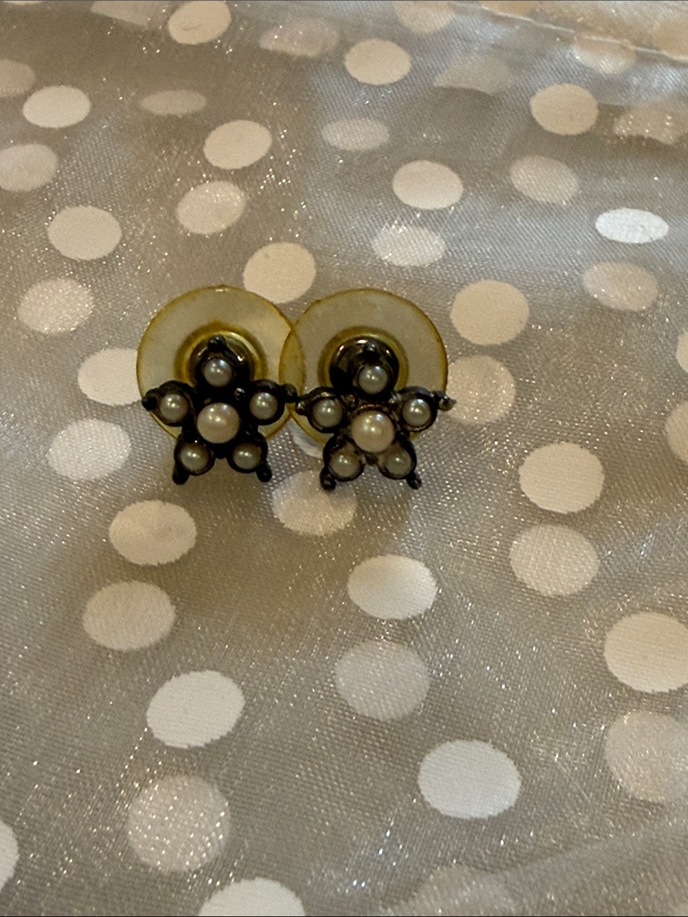 Pearl Star Cluster Stud Earrings - Black and White